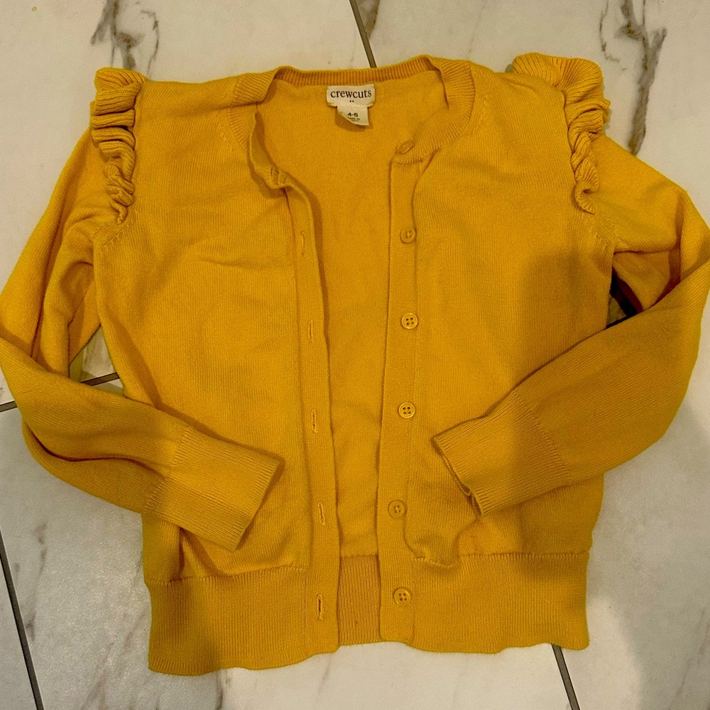 Crewcuts Yellow Ruffle Cardigan